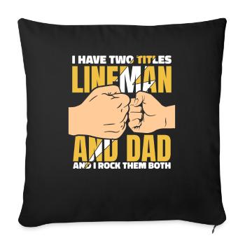 Lineman Électricien de poteau électrique de câble électrique - Housse de coussin décorative 45 x 45 cm - noir - Devant