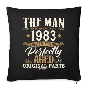 1983 Vintage Homme Mythe Légende Anniversaire - Housse de coussin décorative 45 x 45 cm - noir - Devant