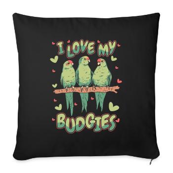 Parakeet Budgerigar Bird Animal - Sofa pillowcase 17,3'' x 17,3'' (45 x 45 cm) - black - Front