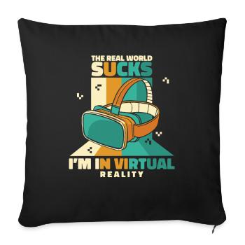 VR Virtual Reality Gaming Gamer Video Games - Sofa pillowcase 17,3'' x 17,3'' (45 x 45 cm) - black - Front