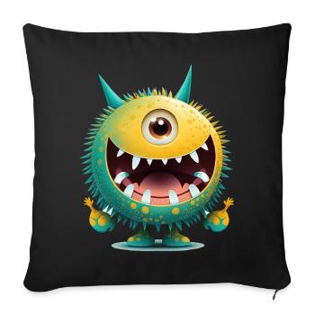 A happy monster to cuddle - Sofa pillowcase 17,3'' x 17,3'' (45 x 45 cm) - black - Front