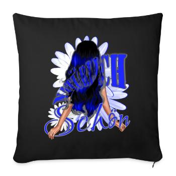 Beaux cheveux noir-bleu bleu beauté naturelle - Housse de coussin décorative 45 x 45 cm - noir - Devant