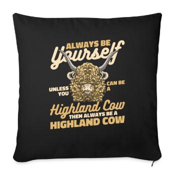 Highland cow animal Scottish cattle hairy - Sofa pillowcase 17,3'' x 17,3'' (45 x 45 cm) - black - Front