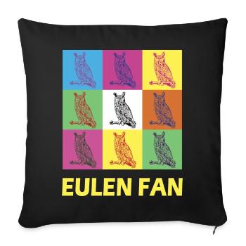 Eulen Fan Design - Sofakissenbezug 45 x 45 cm - Schwarz - Vorne