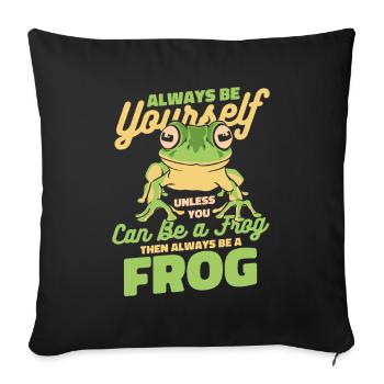 Crapaud grenouille - Housse de coussin décorative 45 x 45 cm - noir - Devant