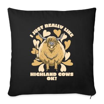 Highland cow animal Scottish cattle hairy - Sofa pillowcase 17,3'' x 17,3'' (45 x 45 cm) - black - Front