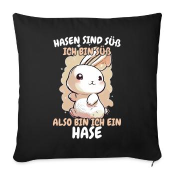 Hase Hasen Kaninchen Haustier - Sofakissenbezug 45 x 45 cm - Schwarz - Vorne
