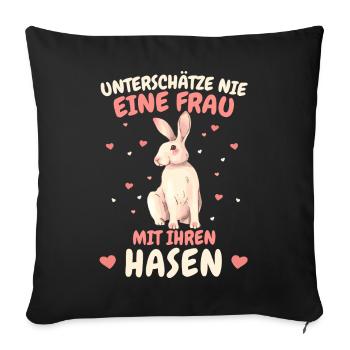 Hase Hasen Kaninchen Haustier - Sofakissenbezug 45 x 45 cm - Schwarz - Vorne