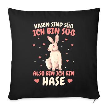 Hase Hasen Kaninchen Haustier - Sofakissenbezug 45 x 45 cm - Schwarz - Vorne