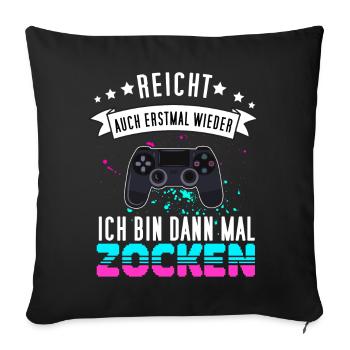Gamer Design mit Controller - Funny Gaming Gamepad - Sofakissenbezug 45 x 45 cm - Schwarz - Vorne