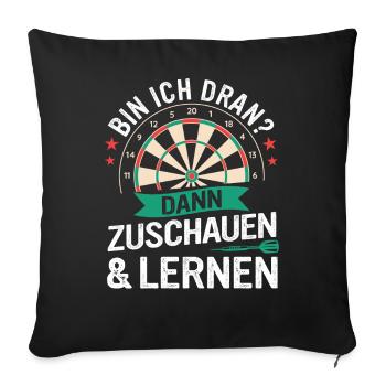 Dart Darts Dartspieler Dartsport - Sofakissenbezug 45 x 45 cm - Schwarz - Vorne