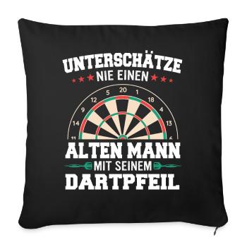 Dart Darts Dartspieler Dartsport - Sofakissenbezug 45 x 45 cm - Schwarz - Vorne