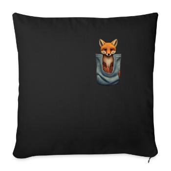 Fox, foxes, wild animal, forest animal, red fox - Sofa pillowcase 17,3'' x 17,3'' (45 x 45 cm) - black - Front