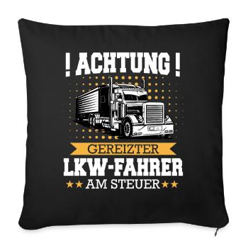 LKW Fahrer Fernfahrer Lastkraftwagenfahrer - Sofakissenbezug 45 x 45 cm - Schwarz - Vorne