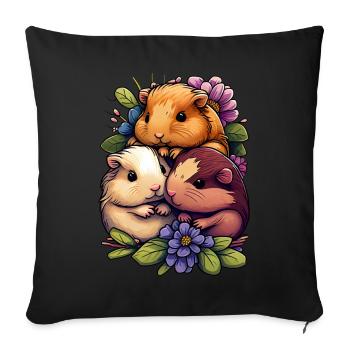 Cochon d’Inde Cheveux courts Cheveux longs Crête - Housse de coussin décorative 45 x 45 cm - noir - Devant