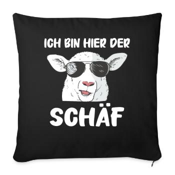 Schafe Schafherde Bauernhof Landwirt Schäfer - Sofakissenbezug 45 x 45 cm - Schwarz - Vorne
