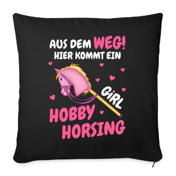 Hobby Horsing Steckenpferd Hobbyhorsing - Sofakissenbezug 45 x 45 cm - Schwarz - Vorne