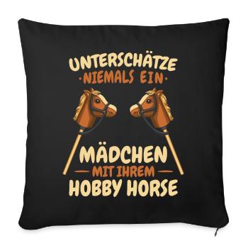 Hobby Horsing Steckenpferd Hobbyhorsing - Sofakissenbezug 45 x 45 cm - Schwarz - Vorne