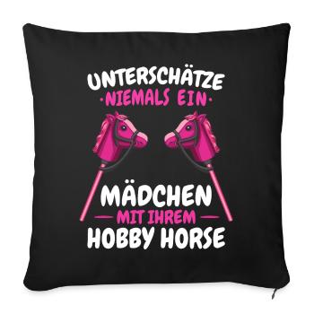 Hobby Horsing Steckenpferd Hobbyhorsing - Sofakissenbezug 45 x 45 cm - Schwarz - Vorne