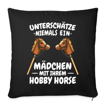 Hobby Horsing Steckenpferd Hobbyhorsing - Sofakissenbezug 45 x 45 cm - Schwarz - Vorne