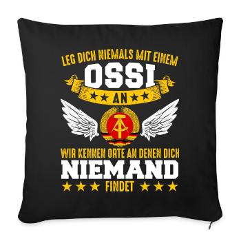 Ostdeutschland Osten Ossi DDR Heimat Ostblock - Sofakissenbezug 45 x 45 cm - Schwarz - Vorne