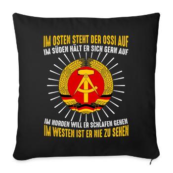 Ostdeutschland Osten Ossi DDR Heimat Ostblock - Sofakissenbezug 45 x 45 cm - Schwarz - Vorne