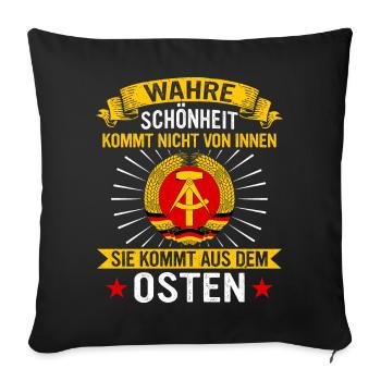 Ostdeutschland Osten Ossi DDR Heimat Ostblock - Sofakissenbezug 45 x 45 cm - Schwarz - Vorne