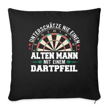 Dart Darts Dartspieler Dartsport - Sofakissenbezug 45 x 45 cm - Schwarz - Vorne