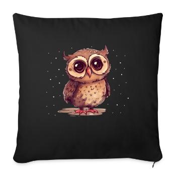 Night Owl Owl Owl Bird - Sofa pillowcase 17,3'' x 17,3'' (45 x 45 cm) - black - Front