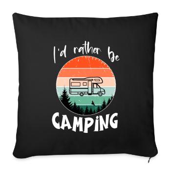 I'd rather camp Vintage RV Forest - Sofa pillowcase 17,3'' x 17,3'' (45 x 45 cm) - black - Front