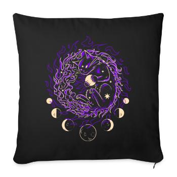 FEU COSMIQUE | Chat magique, gardien des étoiles - Housse de coussin décorative 45 x 45 cm - noir - Devant