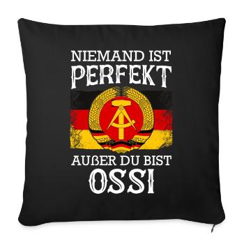 Ostdeutschland Osten Ossi DDR Heimat Ostblock - Sofakissenbezug 45 x 45 cm - Schwarz - Vorne