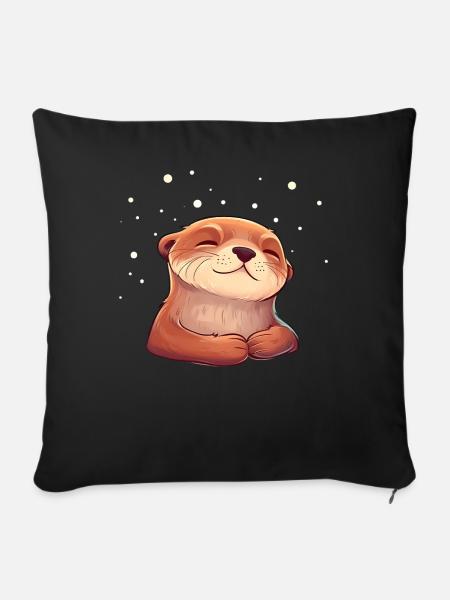 Otter Seeotter - Sofakissenbezug 45 x 45 cm - Schwarz