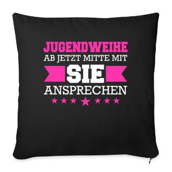Jugendweihe Mädchen Junge Erwachsen - Sofakissenbezug 45 x 45 cm - Schwarz - Vorne