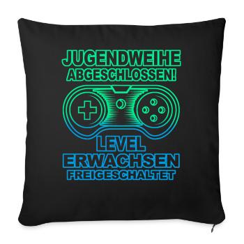 Jugendweihe Mädchen Junge Erwachsen - Sofakissenbezug 45 x 45 cm - Schwarz - Vorne