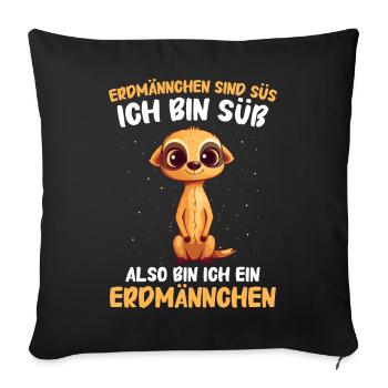 Erdmännchen Scharrtier Tier - Sofakissenbezug 45 x 45 cm - Schwarz - Vorne
