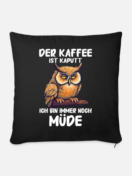 Nachteule Eule Eulen Vogel - Sofakissenbezug 45 x 45 cm - Schwarz