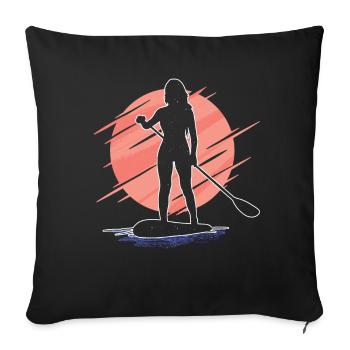 Stand up Paddle SUP Board Surf Paddle Paddle - Housse de coussin décorative 45 x 45 cm - noir - Devant