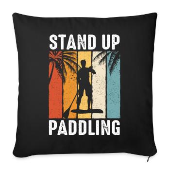 Stand up Paddle SUP Board Surf Paddle Paddle - Housse de coussin décorative 45 x 45 cm - noir - Devant