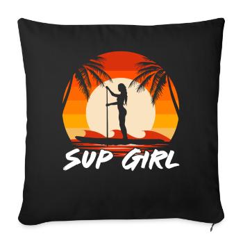 Stand up Paddle SUP Board Surf Paddle Paddle - Housse de coussin décorative 45 x 45 cm - noir - Devant