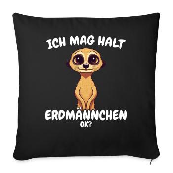 Erdmännchen Scharrtier Tier - Sofakissenbezug 45 x 45 cm - Schwarz - Vorne