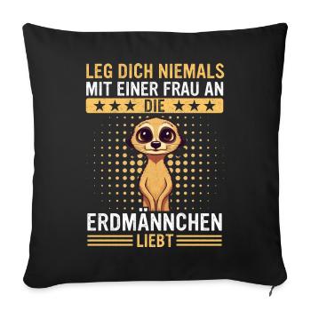 Erdmännchen Scharrtier Tier - Sofakissenbezug 45 x 45 cm - Schwarz - Vorne
