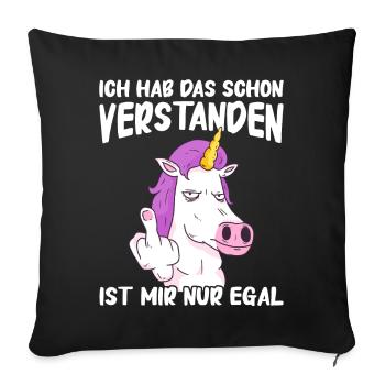 Einhorn Einhörner Fabelwesen Mystisch - Sofakissenbezug 45 x 45 cm - Schwarz - Vorne