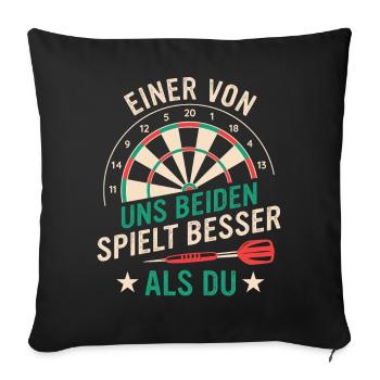 Dart Darts Dartspieler Dartsport - Sofakissenbezug 45 x 45 cm - Schwarz - Vorne
