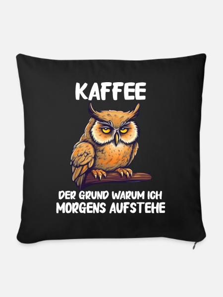 Nachteule Eule Eulen Vogel - Sofakissenbezug 45 x 45 cm - Schwarz