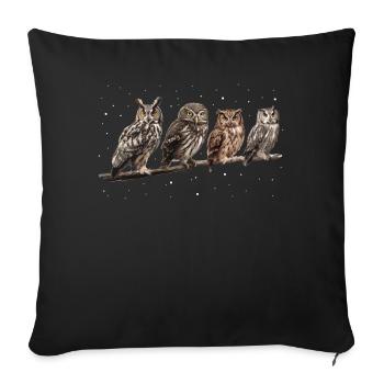 Night Owl Owl Owl Bird - Sofa pillowcase 17,3'' x 17,3'' (45 x 45 cm) - black - Front