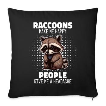 Raccoon - Sofa pillowcase 17,3'' x 17,3'' (45 x 45 cm) - black - Front
