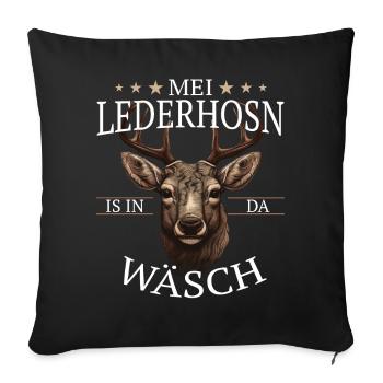 Hirsch Trachtenshirt Geweih Hirsche - Sofakissenbezug 45 x 45 cm - Schwarz - Vorne
