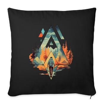 Wandern Berge Geometrie Bunt - Sofakissenbezug 45 x 45 cm - Schwarz - Vorne