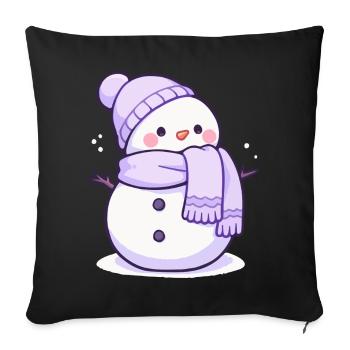 Cute Christmas Snowman - Holiday Design - Sofa pillowcase 17,3'' x 17,3'' (45 x 45 cm) - black - Front